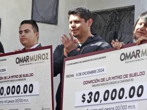 Entrega Omar Muñoz la mitad de su salario para beneficio de Cuautlancingo  