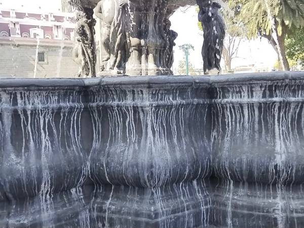 Fuente de San Miguel luce con manchas blancas