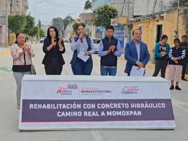 Entregan rehabilitación de Camino Real a Momoxpan en San Andrés Cholula