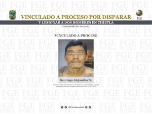 Vinculado a proceso por disparar y lesionar a dos hombres en Chietla