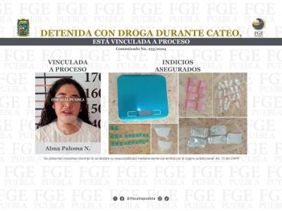 Detenida con droga durante cateo, está vinculada a proceso