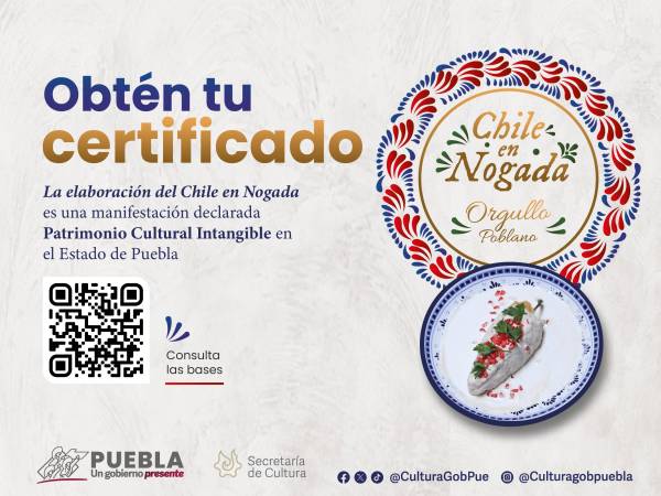 Emite gobierno de Puebla certificación “Chile en Nogada, Orgullo Poblano”