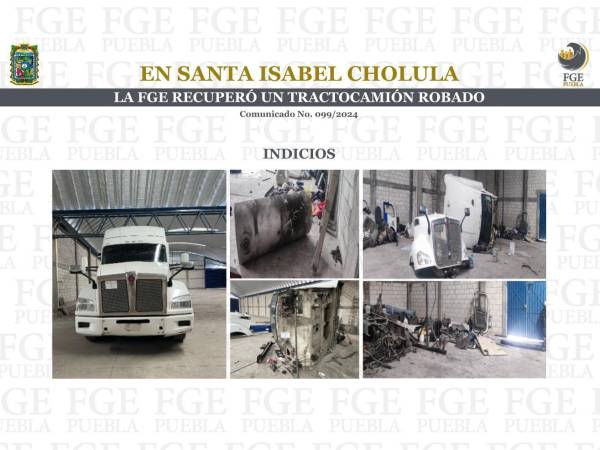 En Santa Isabel Cholula, la FGE recuperó un tractocamión robado