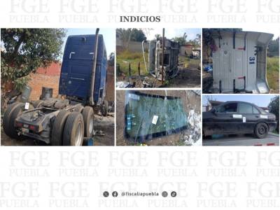 En Atlixco la FGE aseguró en un cateo, un tractocamión y autopartes