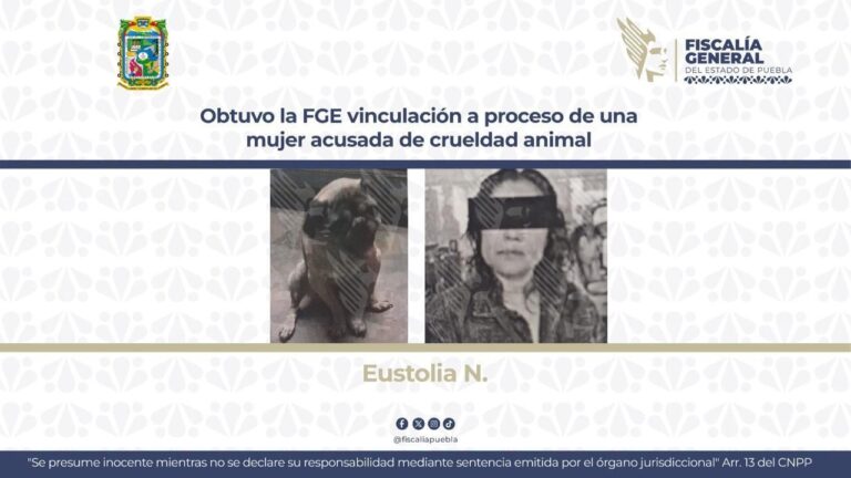 Obtuvo la FGE vinculación a proceso de una mujer acusada de crueldad animal