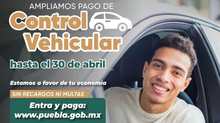 Gobierno de Puebla recuerda plazo para pago de control vehicular sin recargos