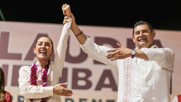 Claudia Sheinbaum, presidenta de México y Alejandro Armenta, gobernador de Puebla