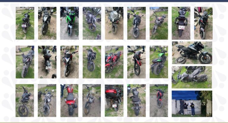 Desmantela la FGE punto de resguardo de motocicletas robadas en Huixcolotla