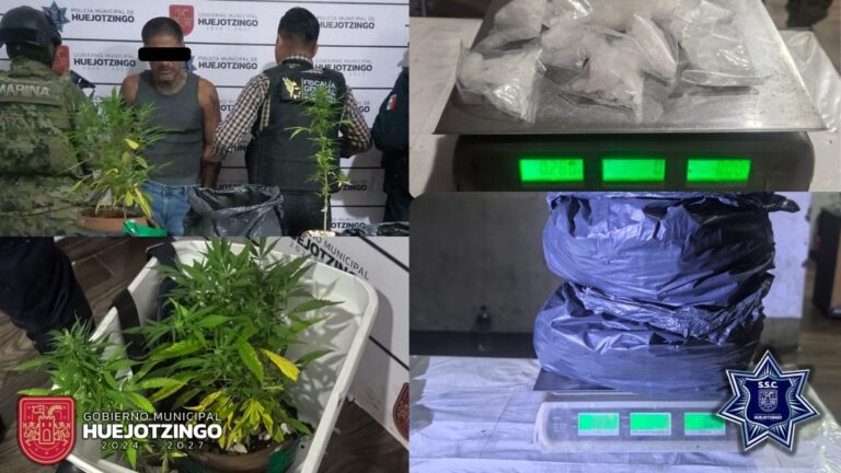 Decomisan cristal y marihuana en tres operativos de la policía municipal de Huejotzingo