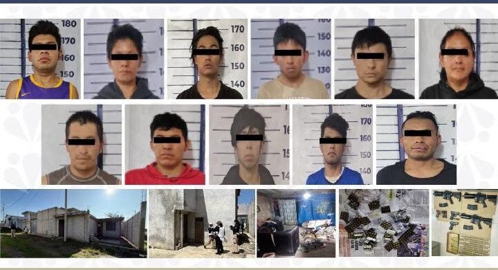 Operativo encabezado por FGE deja 11 detenidos y el aseguramiento de inmuebles, armas y droga en Amozoc
