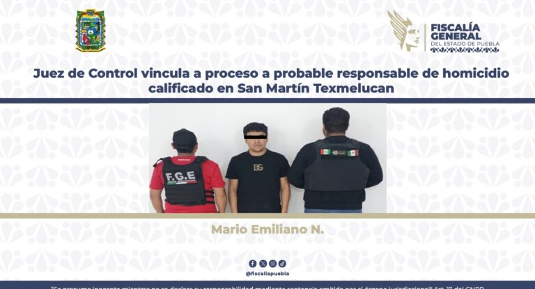 Juez de Control vincula a proceso a probable responsable de homicidio calificado en San Martín Texmelucan