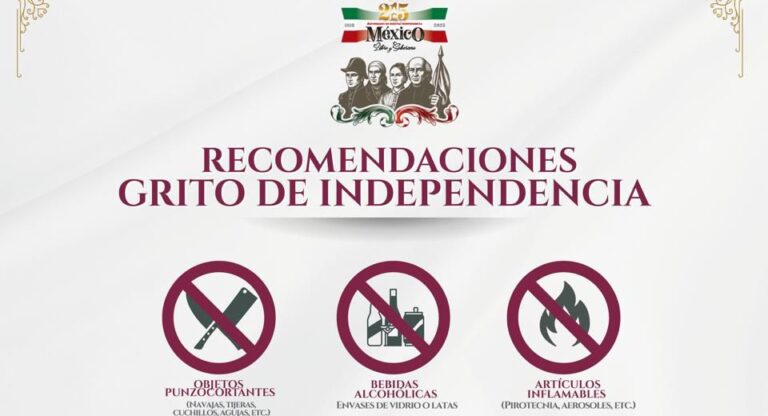 Estos son los objetos que no podrás ingresar al Grito de Independencia, informa Gobierno de la Ciudad