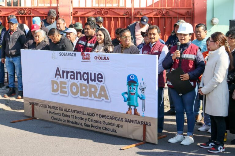 Gobierno de Cholula y SOSAPACH impulsan obra clave de infraestructura sanitaria