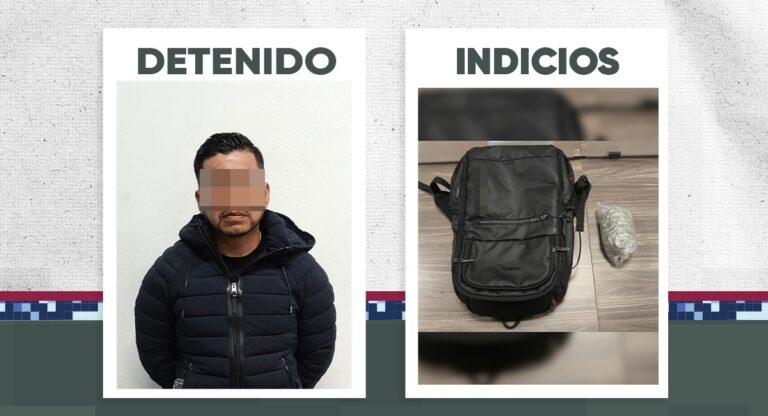 Elementos de la Unidad Canina K9, detuvieron a un hombre en posesión de enervante