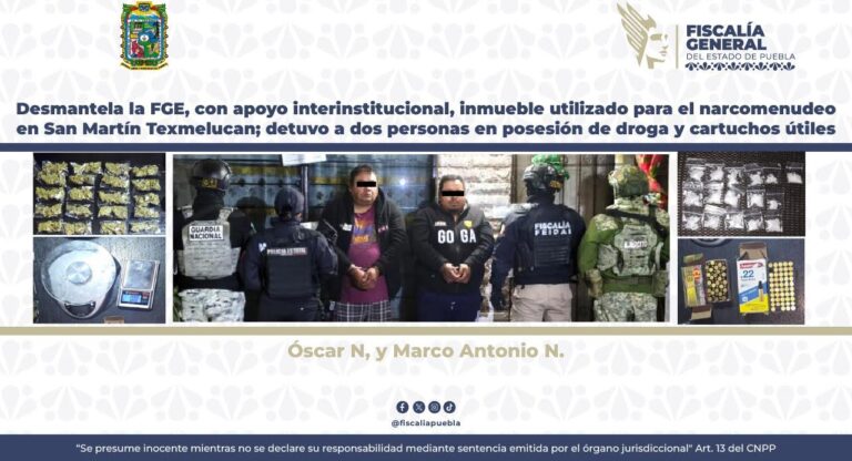 Desmantela FGE inmueble utilizado para narcomenudeo en San Martín Texmelucan