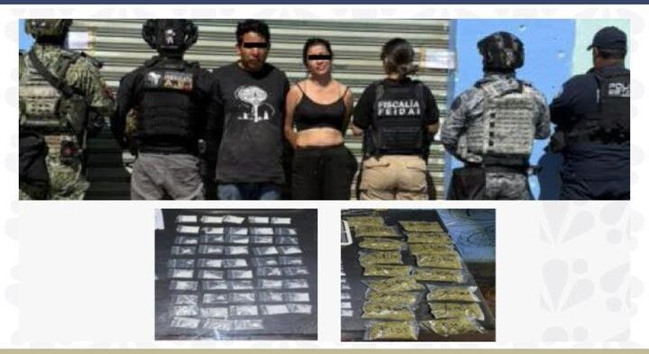 Asegura FGE inmueble y detiene a dos personas por narcomenudeo en Quecholac