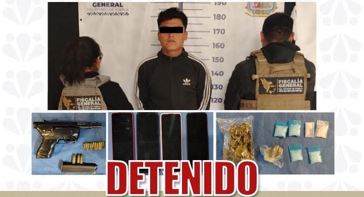 Detiene FGE a presunto responsable por delitos contra la salud y portación de arma en Puebla