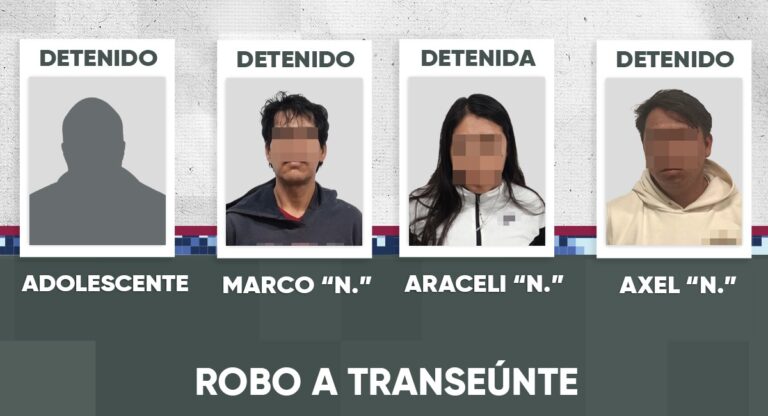 Detiene SSC, a través del operativo “Unidos Por Ti”, a cuatro presuntos responsables de robo a transeúnte