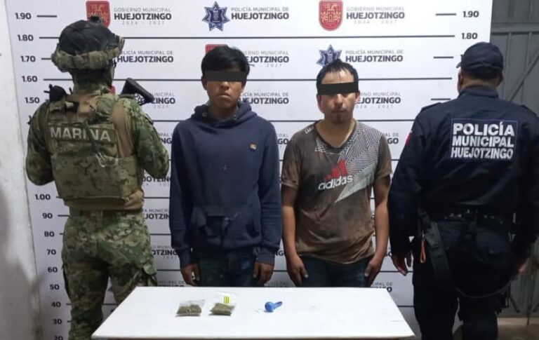 SSP Huejotzingo detiene a presuntos responsables de intentar quemar tienda de conveniencia y al líder de Los Pañales