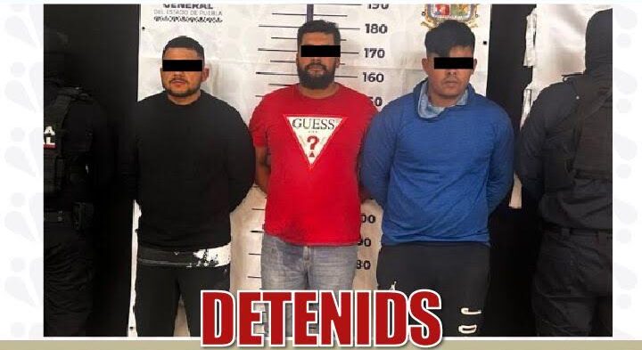 Detiene FGE en flagrancia a tres hombres por extorsión en la ciudad de Puebla