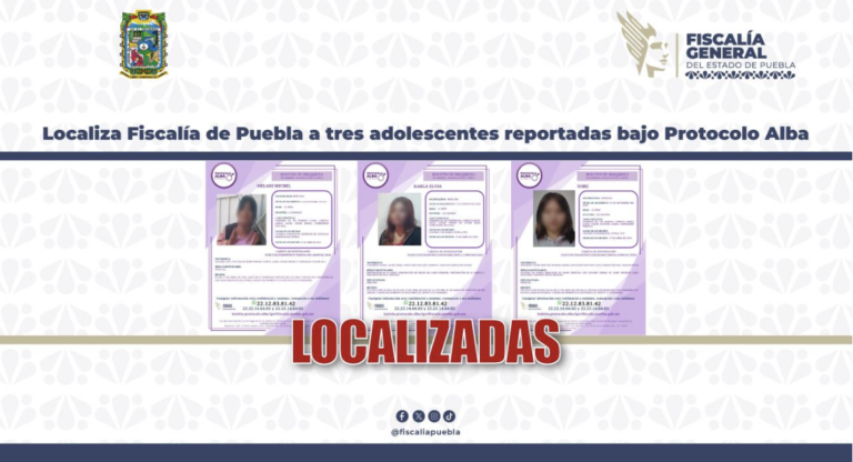 Localiza Fiscalía de Puebla a tres adolescentes reportadas bajo Protocolo Alba