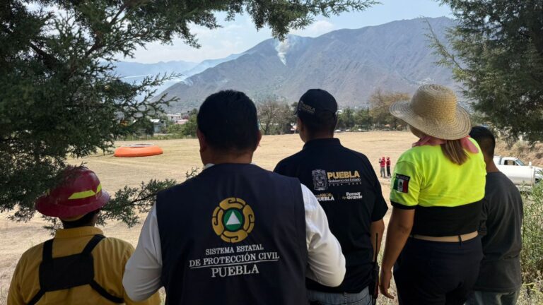Por aire y por tierra órdenes de Gobierno combaten incendio forestal en Zautla