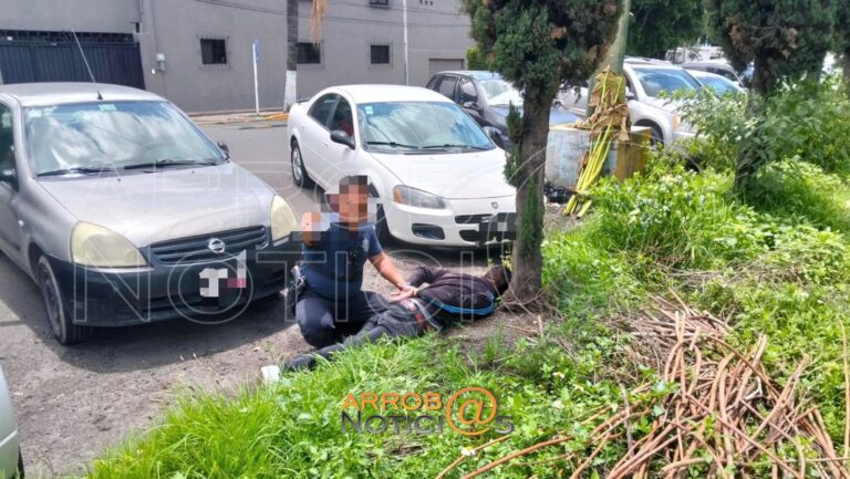 Frustran asalto a cuentahabiente, policías de San Andrés Cholula detienen a un delincuente